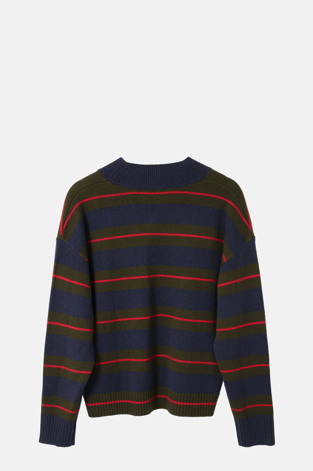 Odette V-Neck Jumper Olive/Navy Stripe