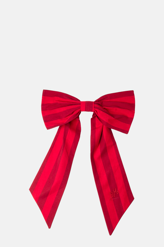 Oversized Bow Clip Red Burg Stripe