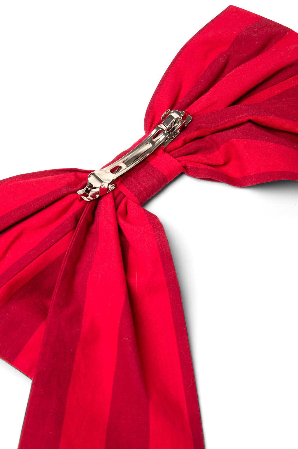 Oversized Bow Clip Red Burg Stripe