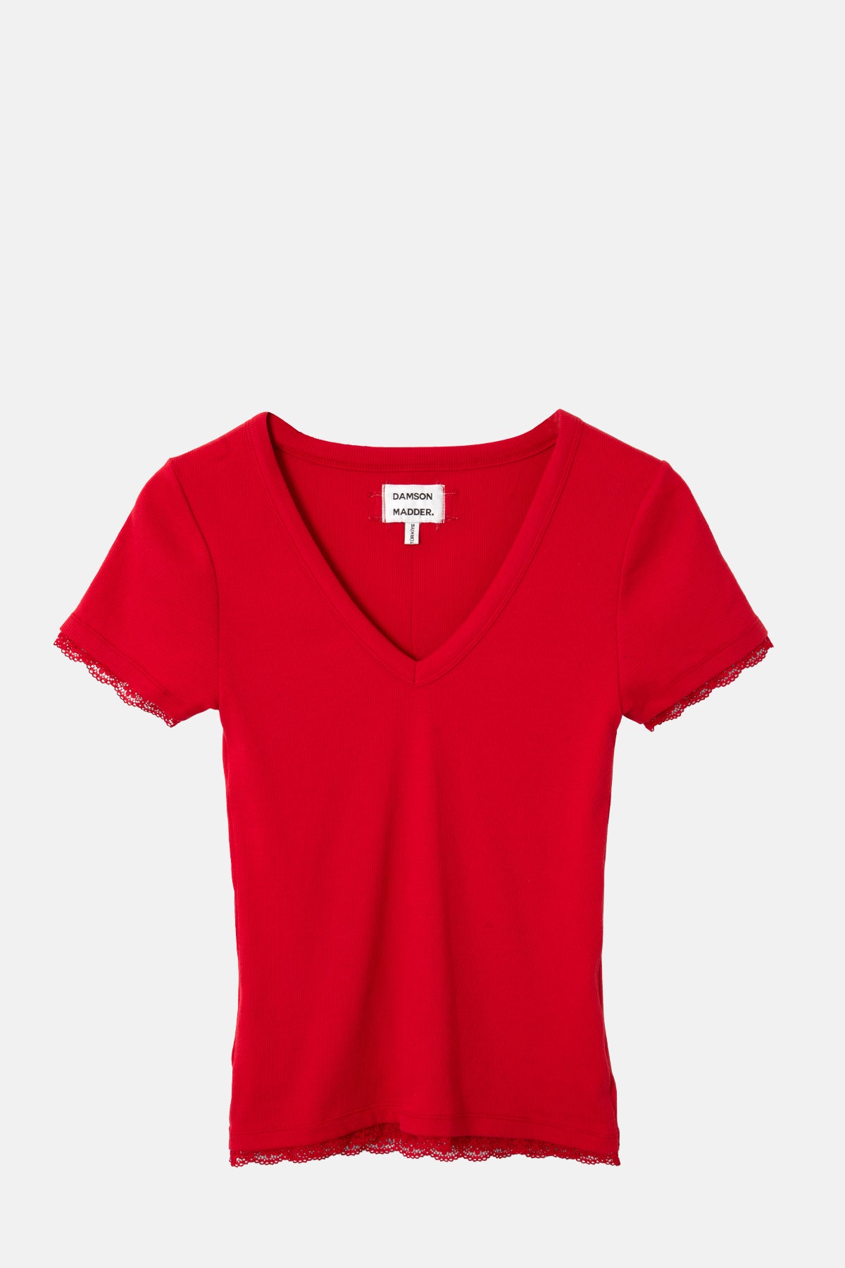 Damson Madder Paige V Neck Tee Red.