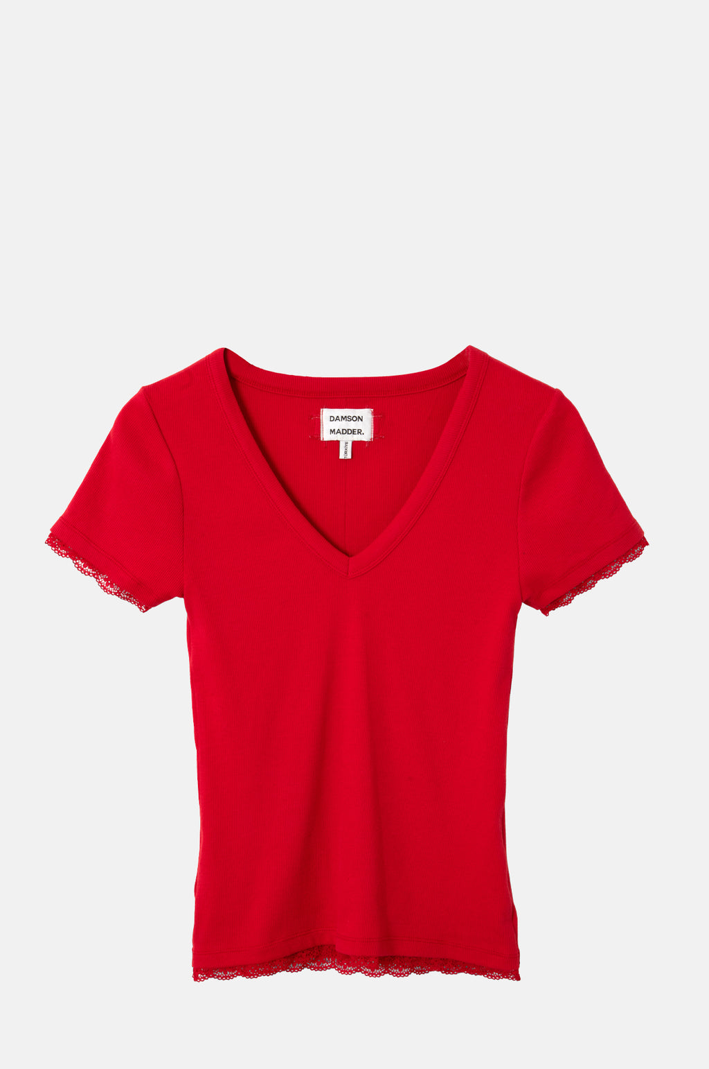 Damson Madder Paige V Neck Tee Red.
