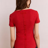 Paige V-Neck Tee Red