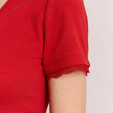 Paige V-Neck Tee Red