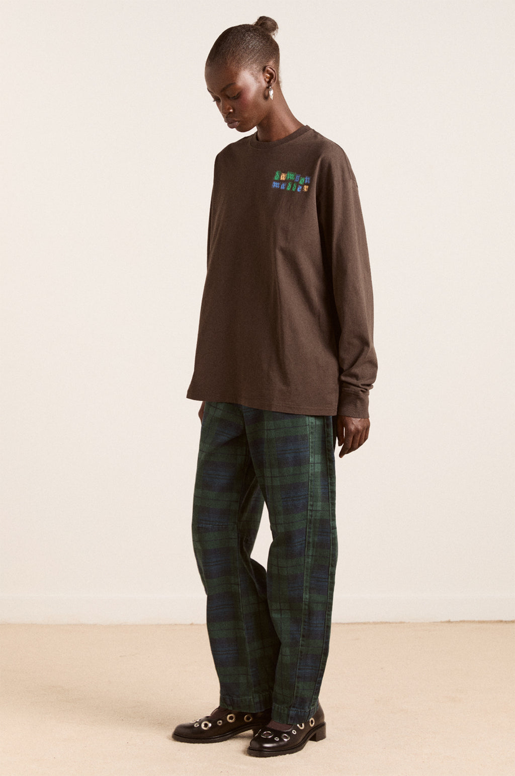 Patchwork Quilt LS Tee Coffee Bean