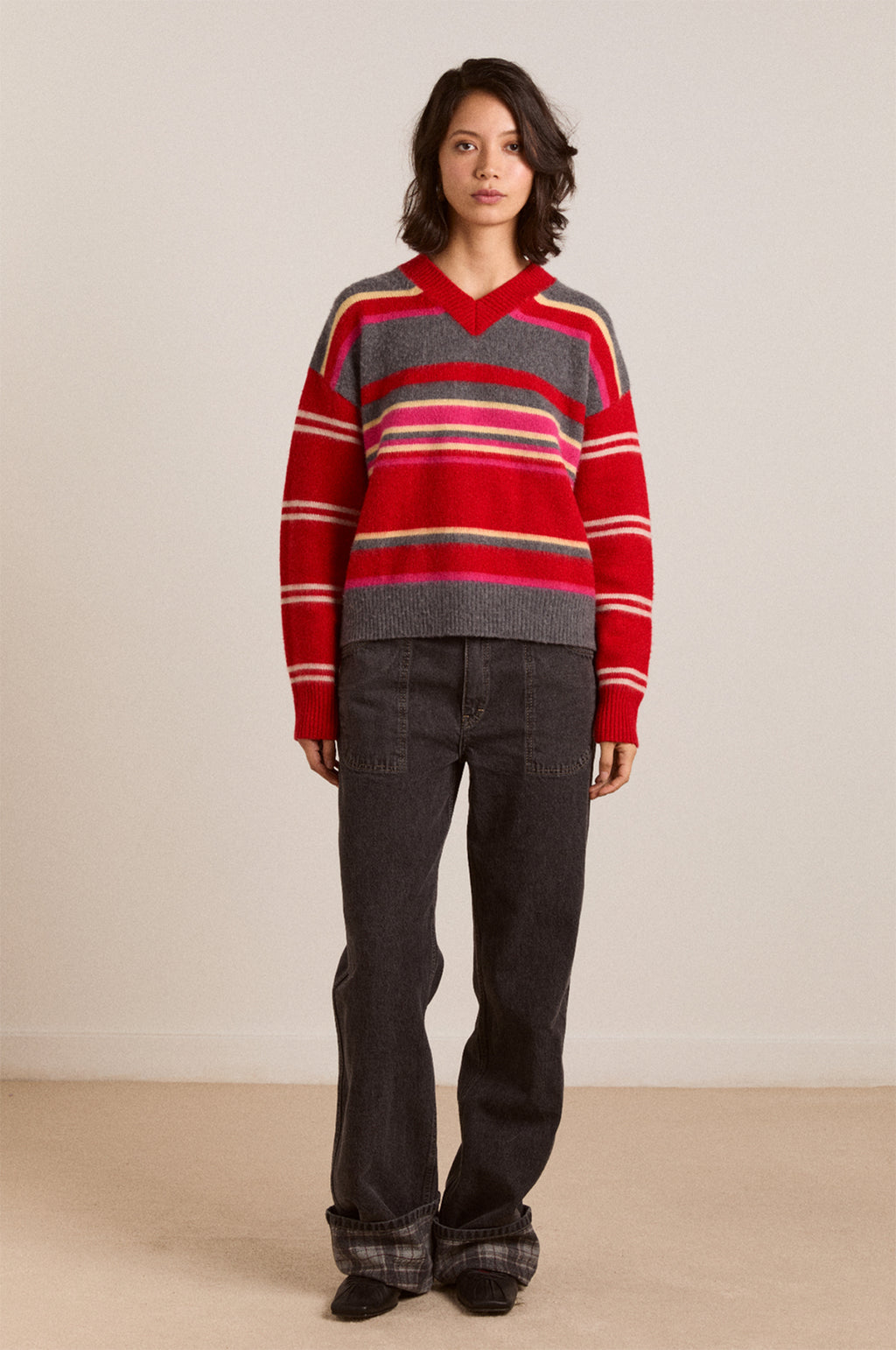 Rene V Jumper Pink/Red Stripe