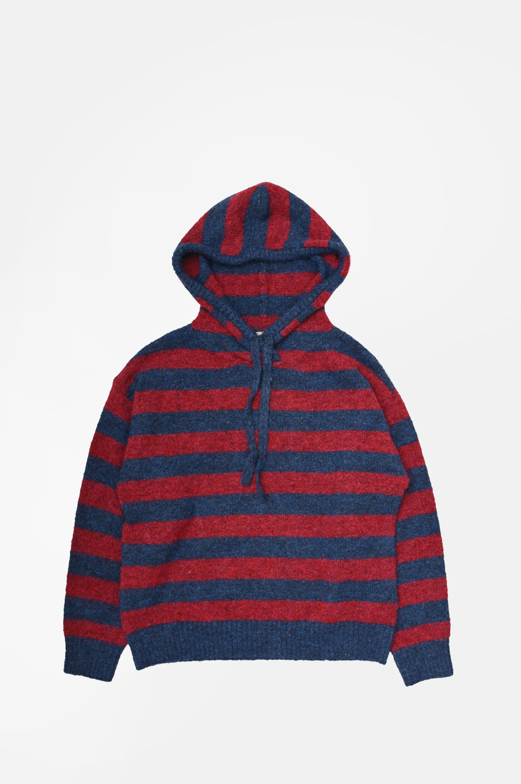 Damson Madder Riley Knit Hoodie Red Navy Stripe The Hambledon