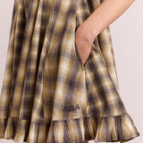 Sabina Mini Godet Dress Cardamon Mix Check
