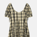 Damson Madder Sabina Mini Godet Dress Cardamon Mix Check.