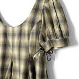 Sabina Mini Godet Dress Cardamon Mix Check