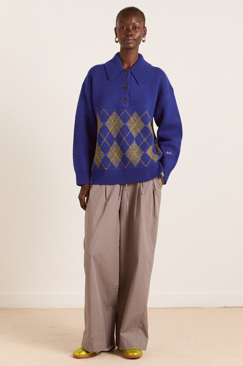 Saskia Slouchy Rugby Jumper Bold Argyle