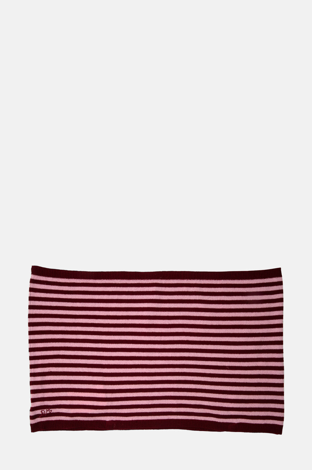 Damson Madder Snood Scarf Pink Red Stripe.