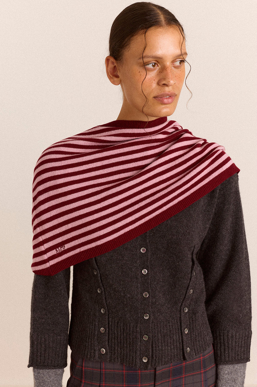 Snood Scarf Pink/Red Stripe