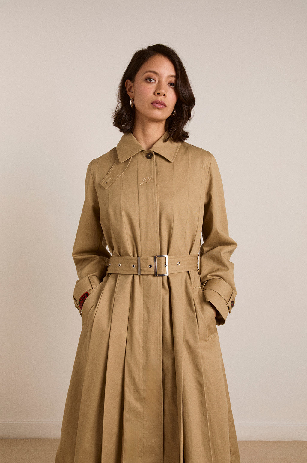 Sofia Pleated Trench Light Stone