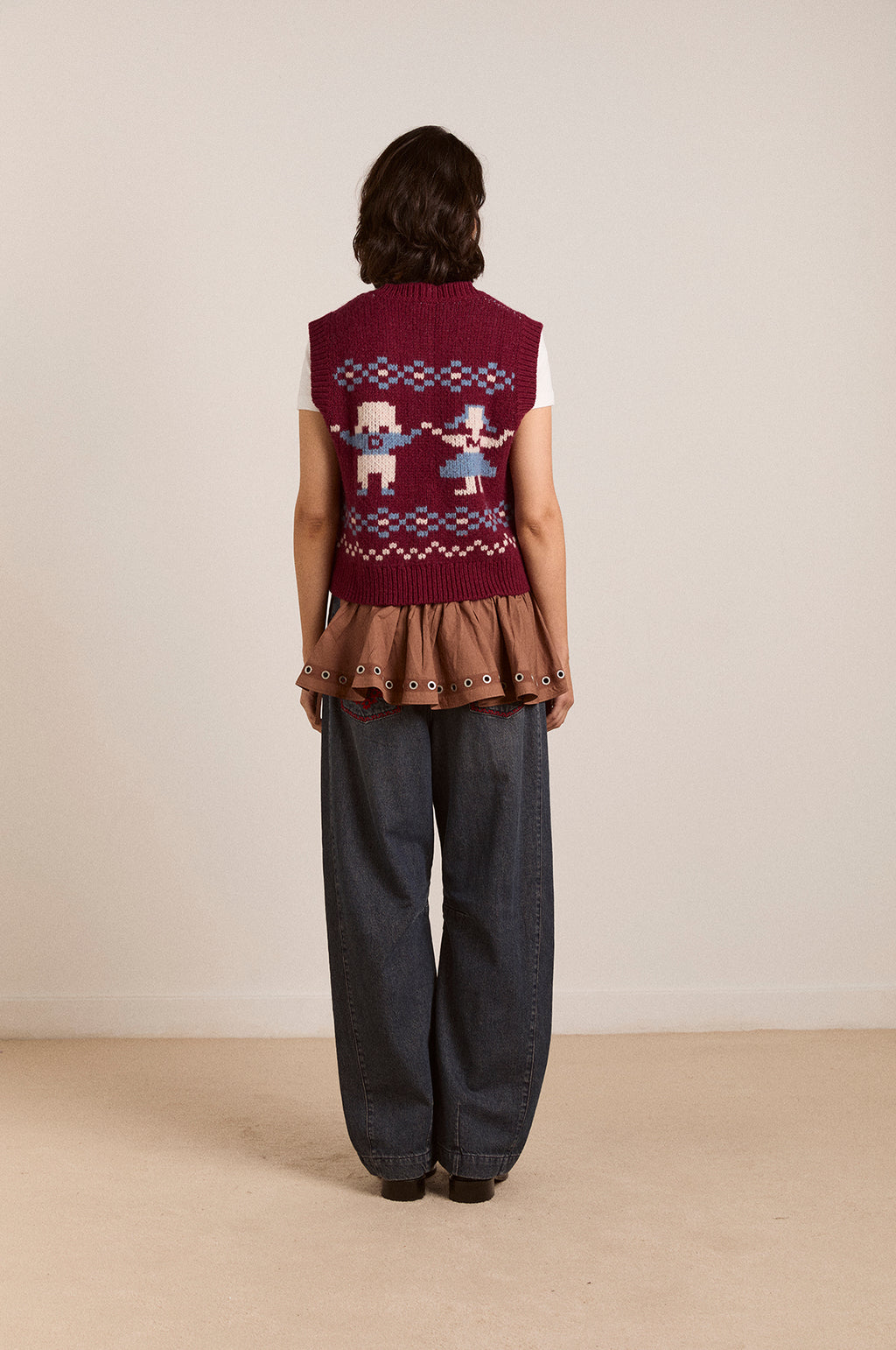 Sofie Wool Vest Novelty Intarsia Girls Burg