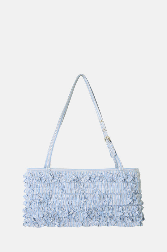 Sophia Ruffle Baguette Bag Blue Business Stripe