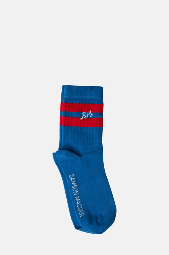 Sporty Calf Length Socks Blue & Red