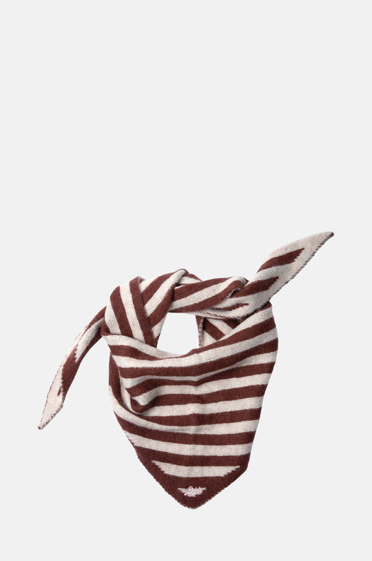 Stripe Triangle Head Scarf Choc & Ecru