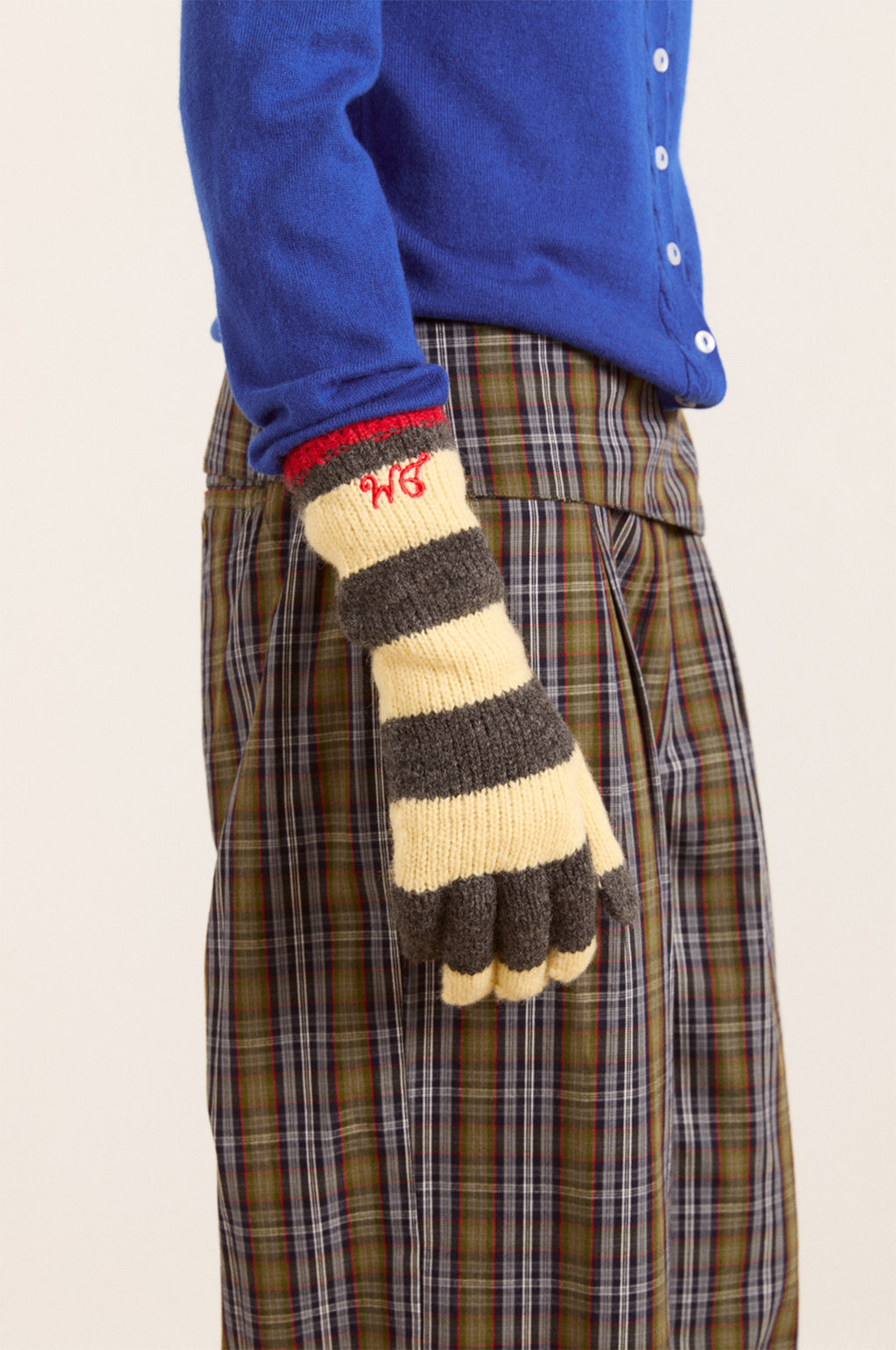 Striped Glove Butter/Charcoal