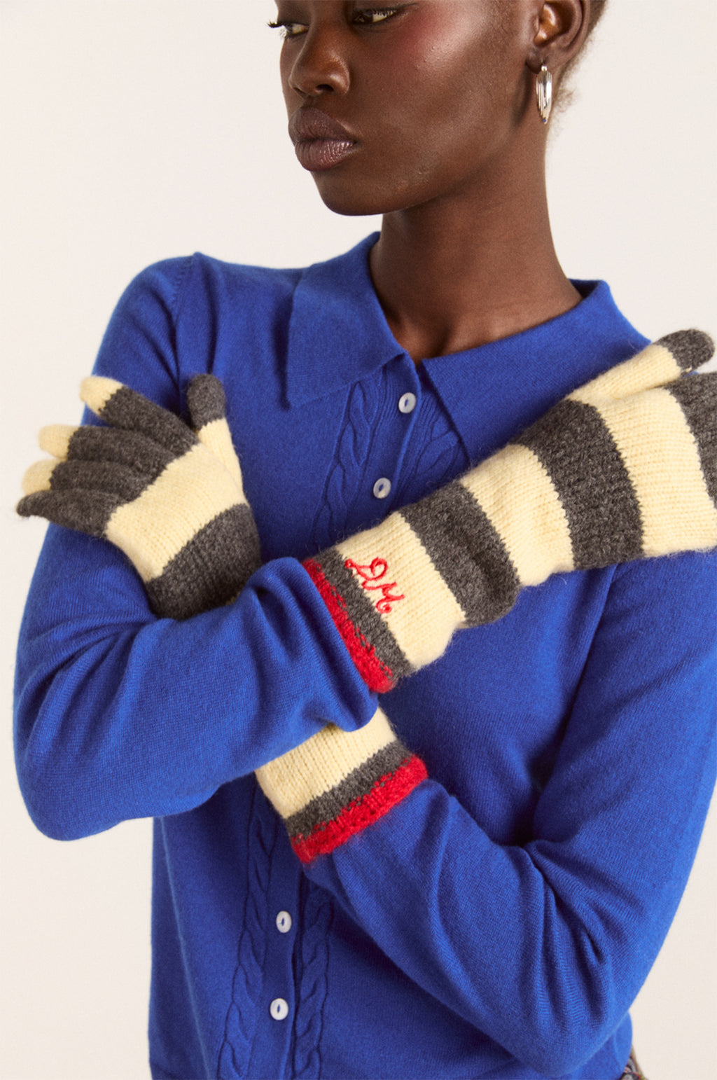 Striped Glove Butter/Charcoal