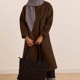 Tie Front Hood Blue & Choc Stripe