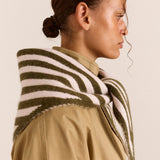 Triangle Scarf Olive & Pink Stripes