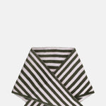 Damson Madder Triangle  Scarf Olive and Pink Stripes.