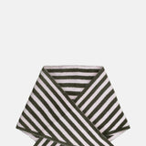 Damson Madder Triangle  Scarf Olive and Pink Stripes.