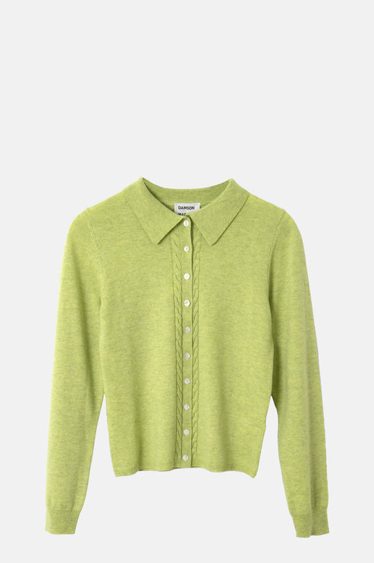 Voula Wool and Cashmere Blend Cardigan Lime