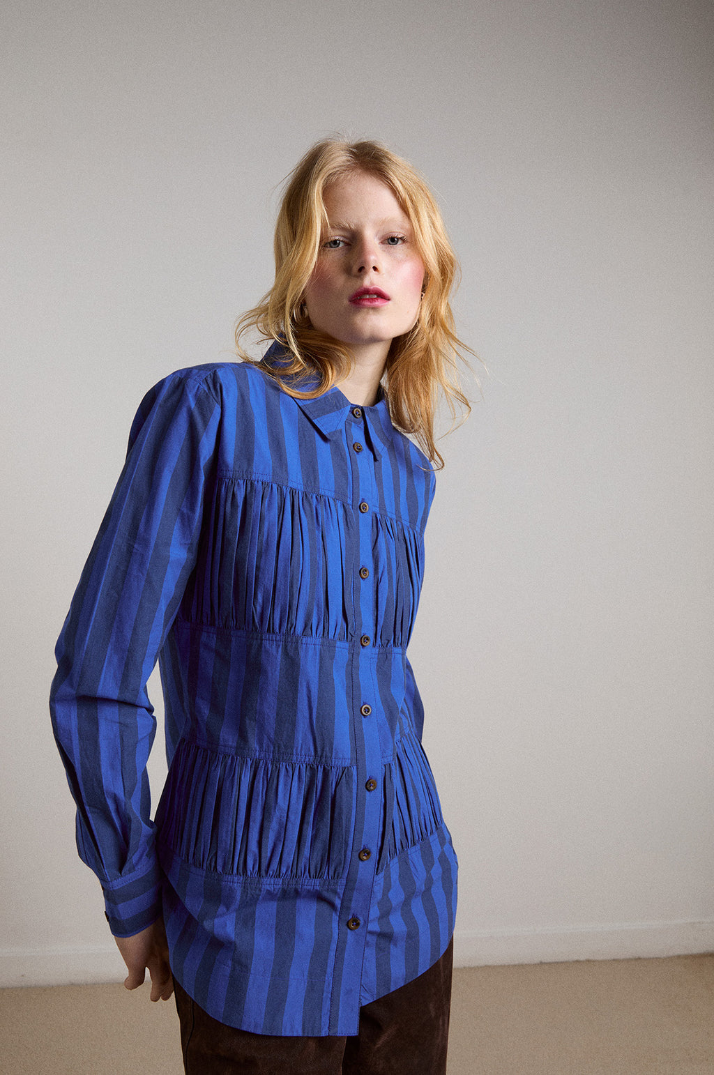 Xenia Shirt Cobalt Stripe