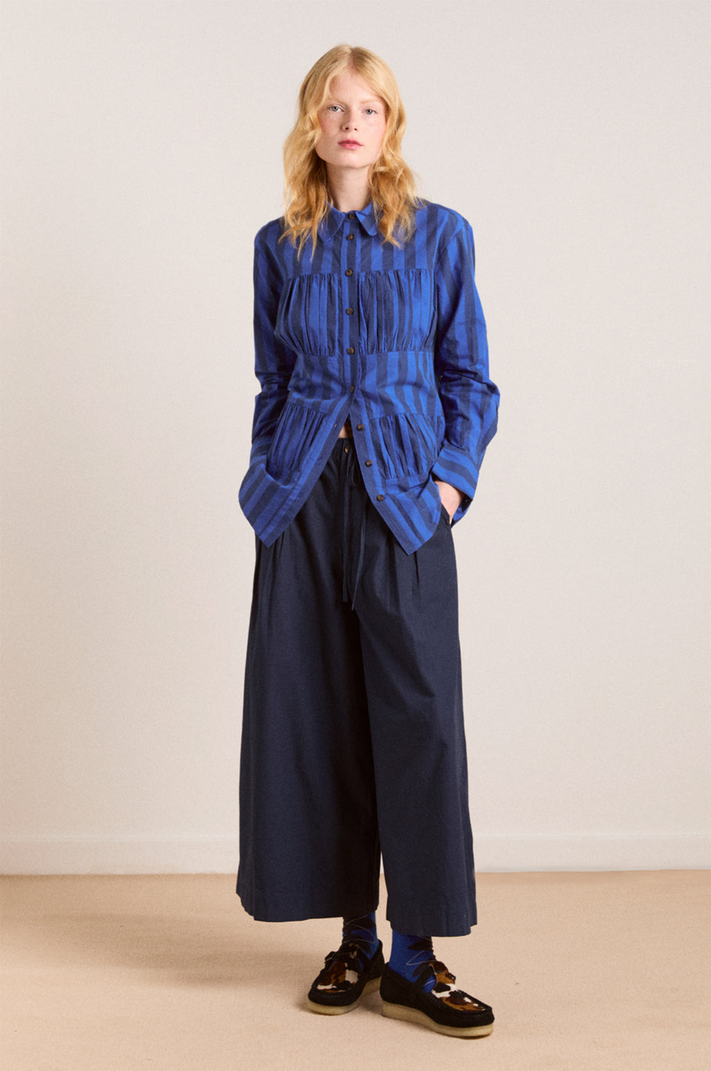 Xenia Shirt Cobalt Stripe