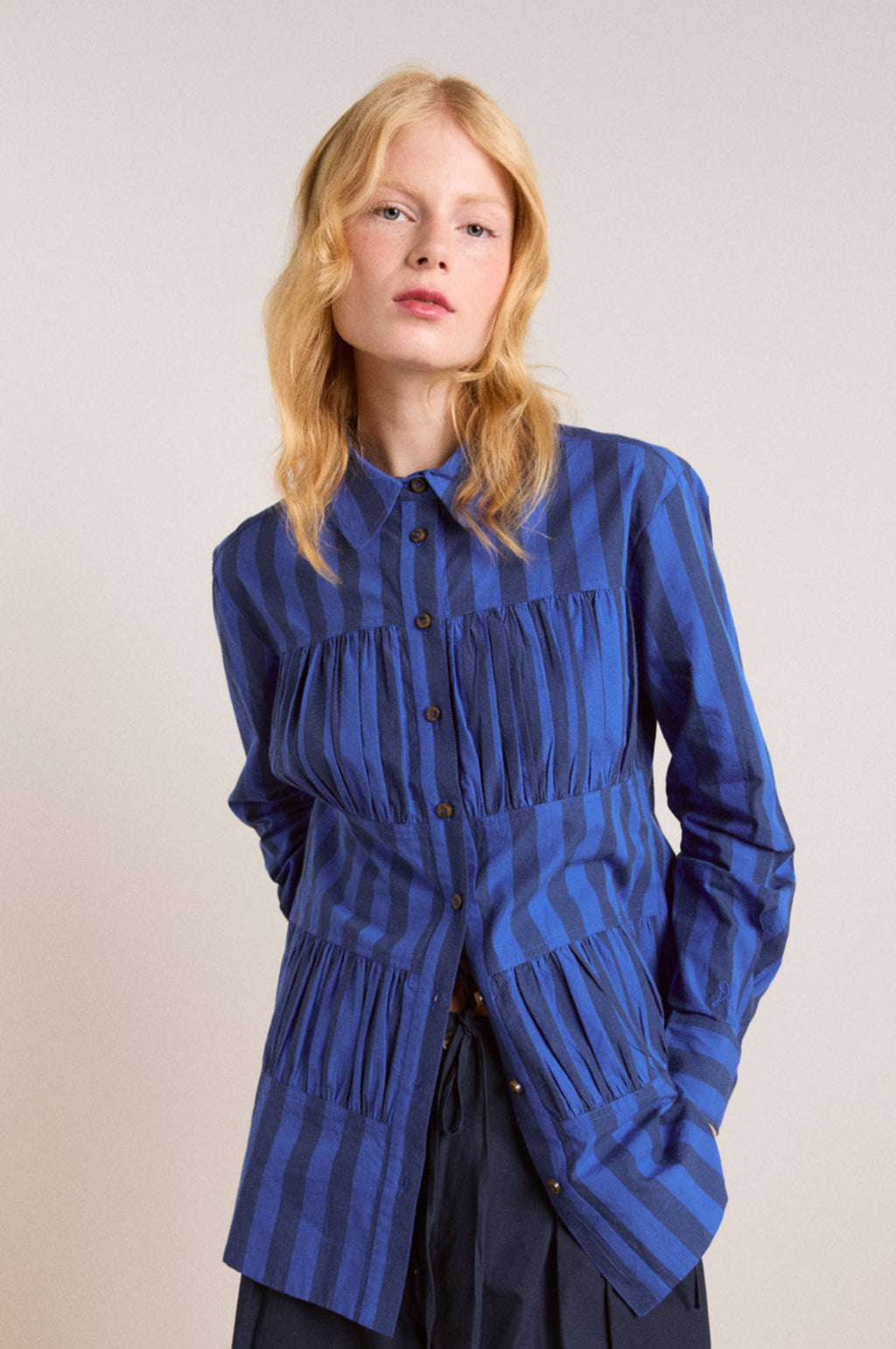 Xenia Shirt Cobalt Stripe