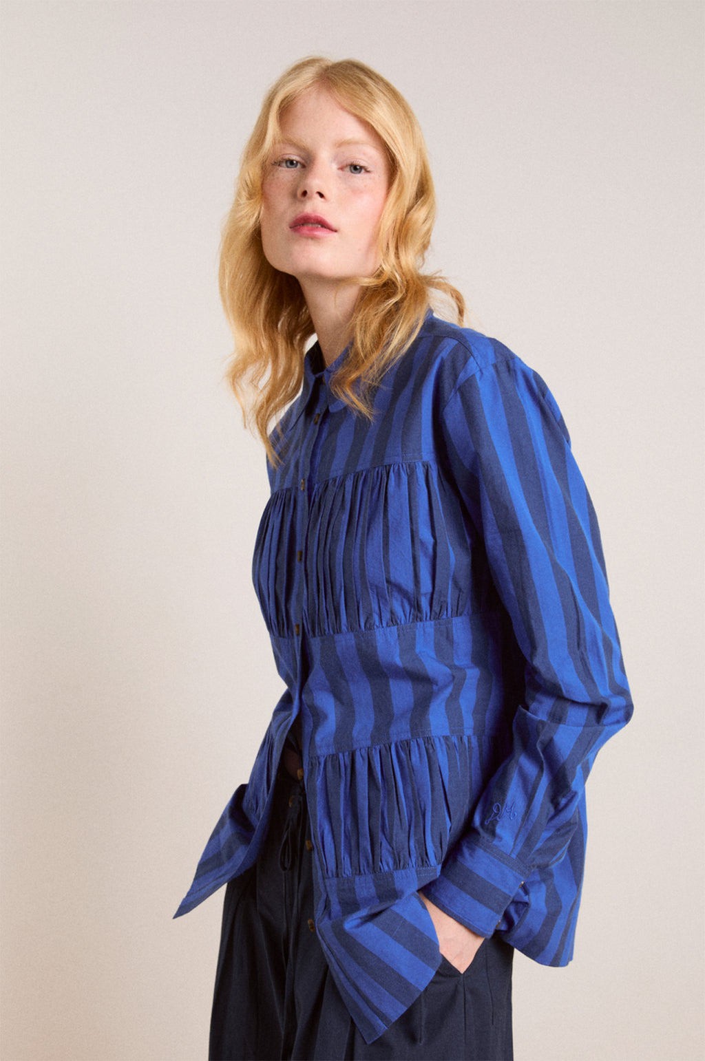 Xenia Shirt Cobalt Stripe