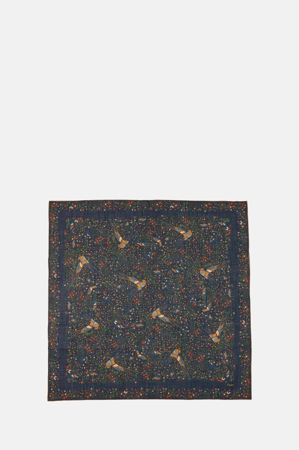 Drake's B. of Paradise Wool-Silk Square Scarf Navy.