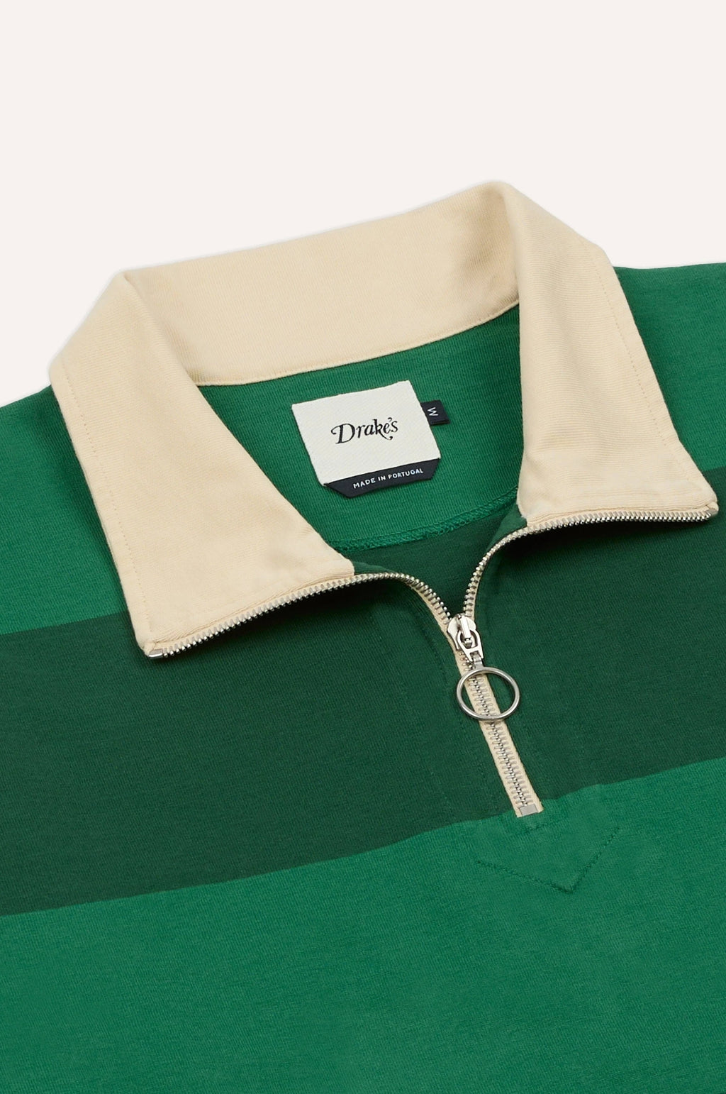 Block Stripe Quarter Zip Rugby Dark Green