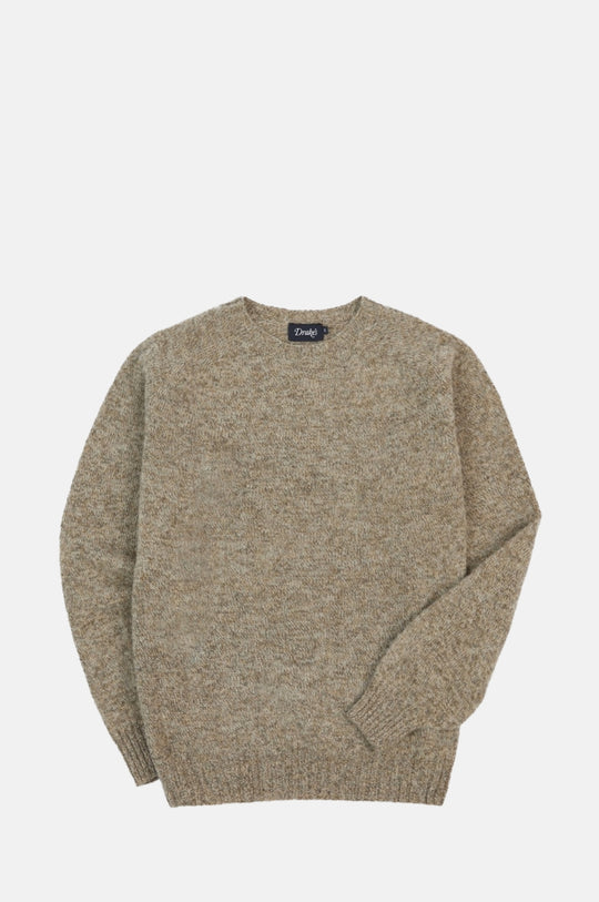 Brushed Shetland Crew Neck Jumper Pebble Grey