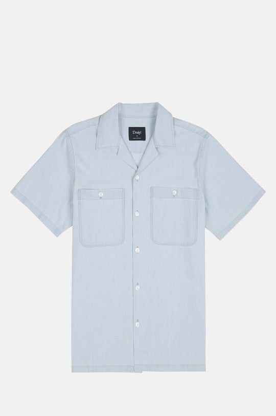 Chambray SS Camp Collar Shirt Blue