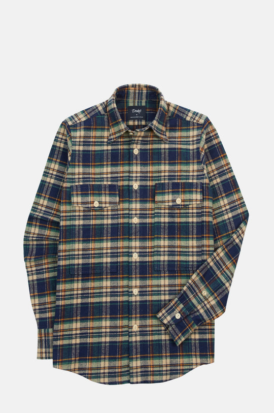 Check Relaxed Block Shirt Indigo