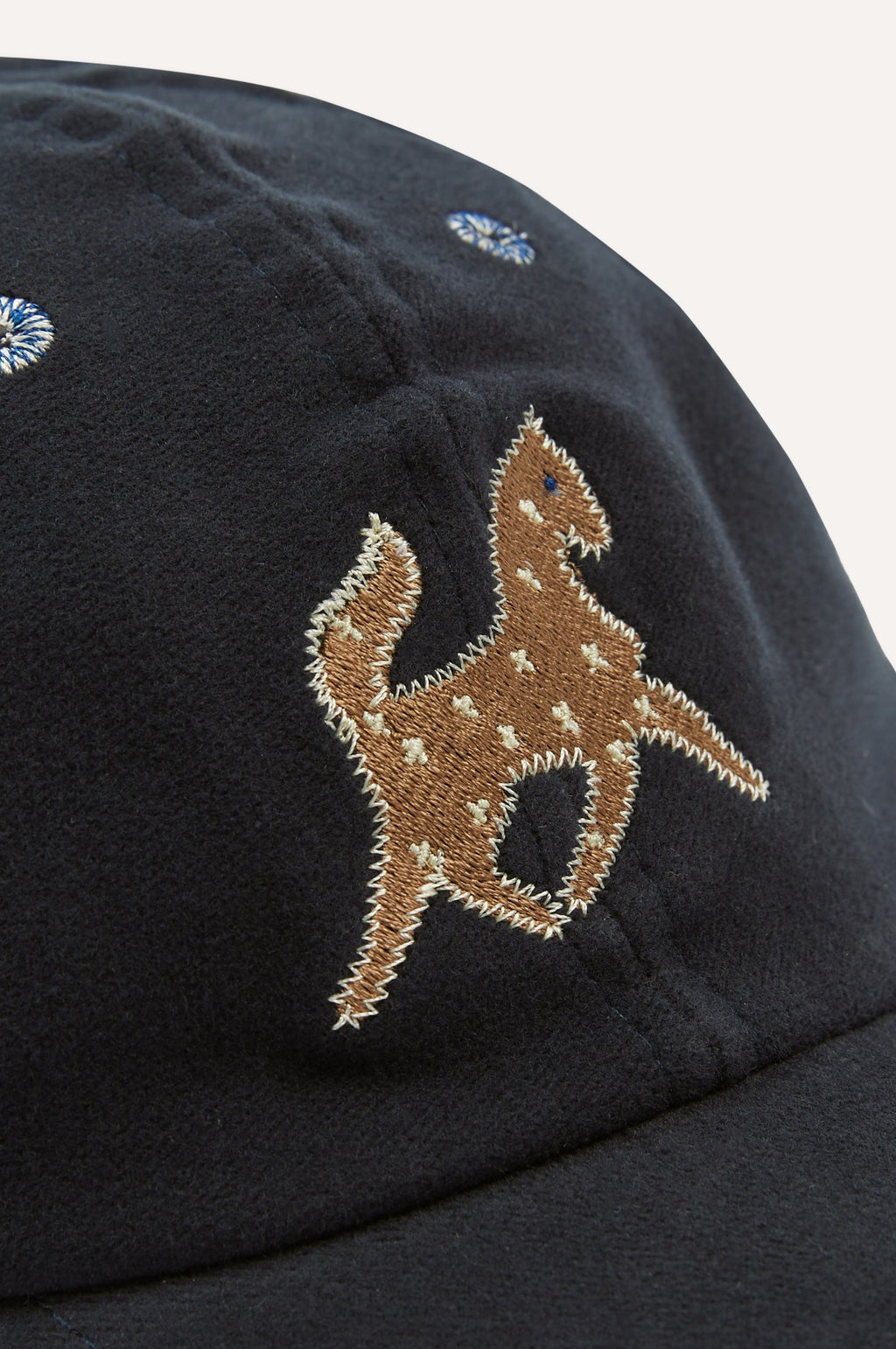Horse Applique Moleskin Baseball Cap Dark Navy