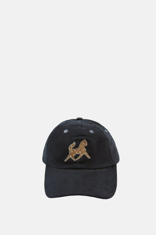 Horse Applique Moleskin Baseball Cap Dark Navy