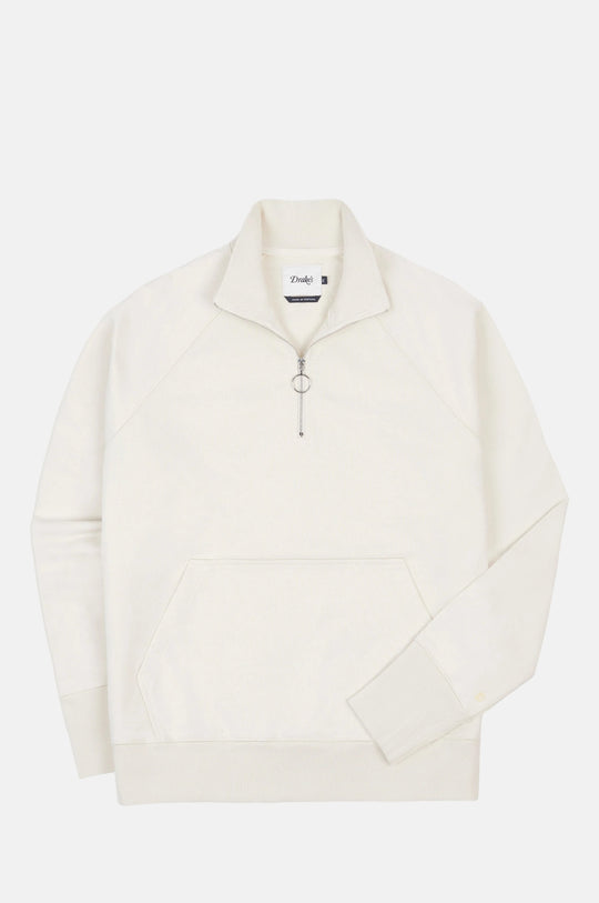 LS Cotton Quarter Zip Sweatshirt Ecru