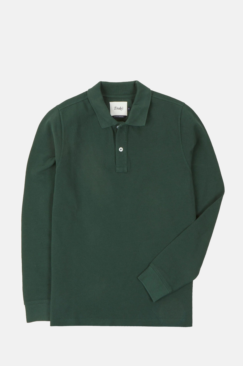 Drake's LS Pique Polo Shirt Forest Green.