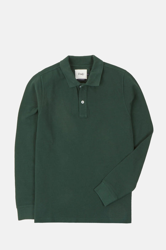 LS Pique Polo Shirt Forest Green