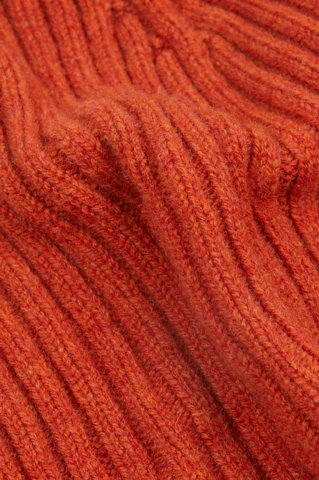Lambswool Ribbed Knit Beanie Ember