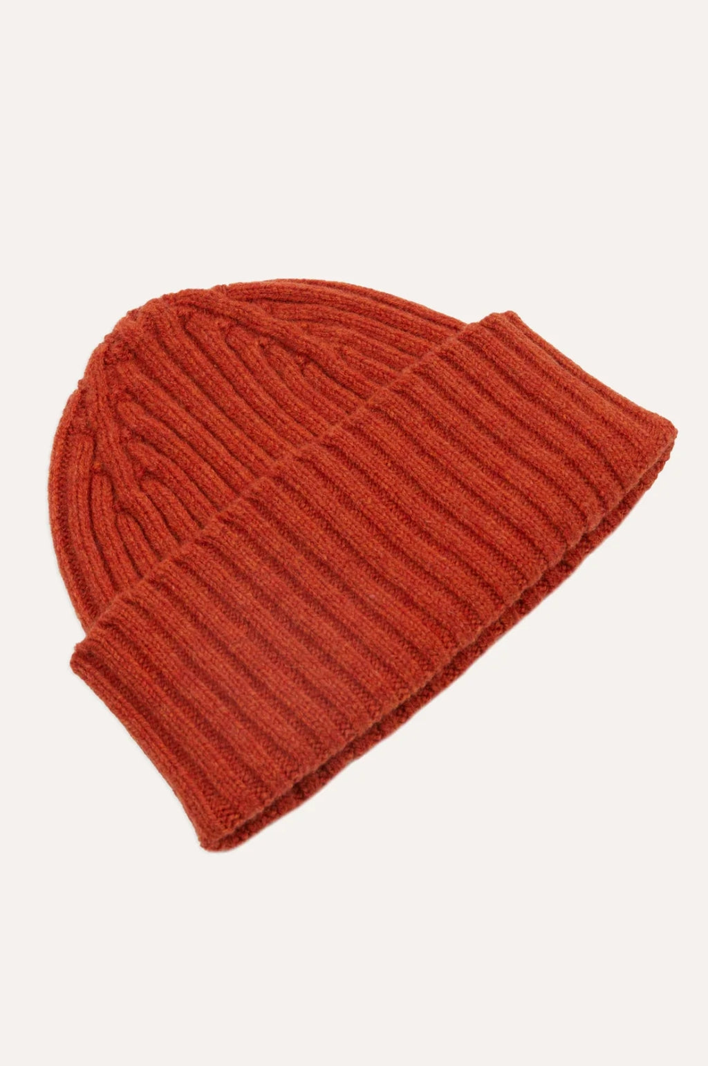 Lambswool Ribbed Knit Beanie Ember
