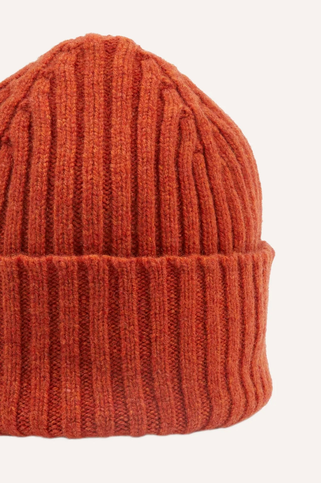 Lambswool Ribbed Knit Beanie Ember