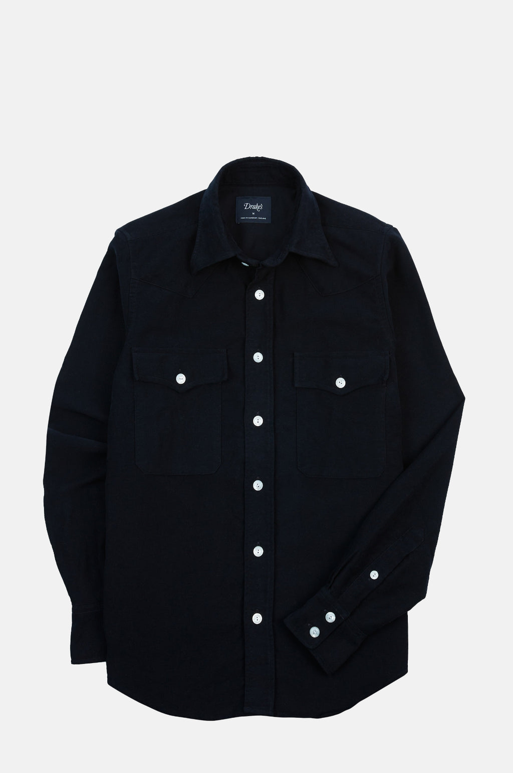 Drake's Moleskine Western Shirt Navy.