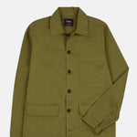 Drake's Textured Twill 3-Pocket Overshirt Military Green.