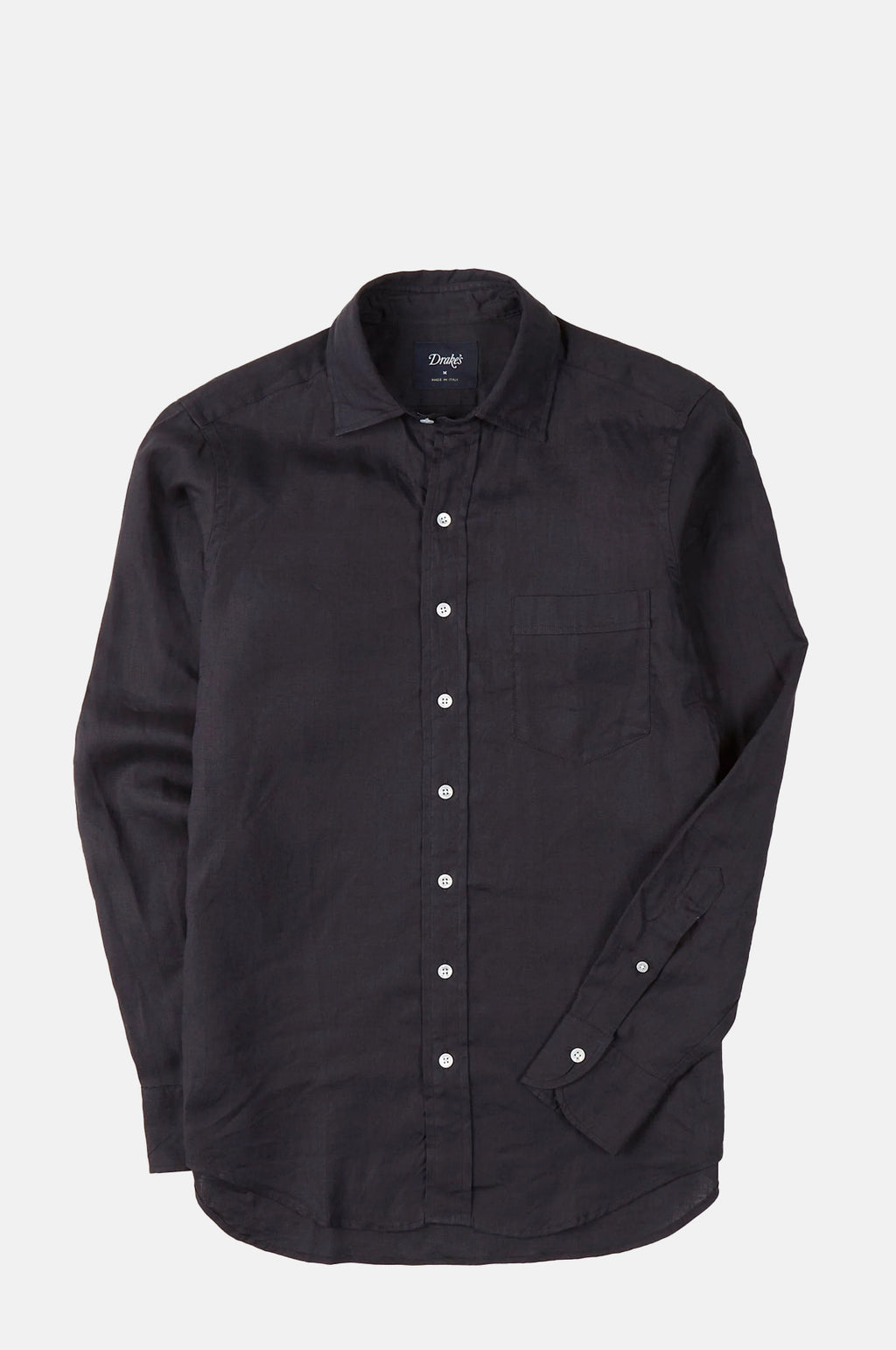 Drake's The Linen Summer Shirt Dark Navy.
