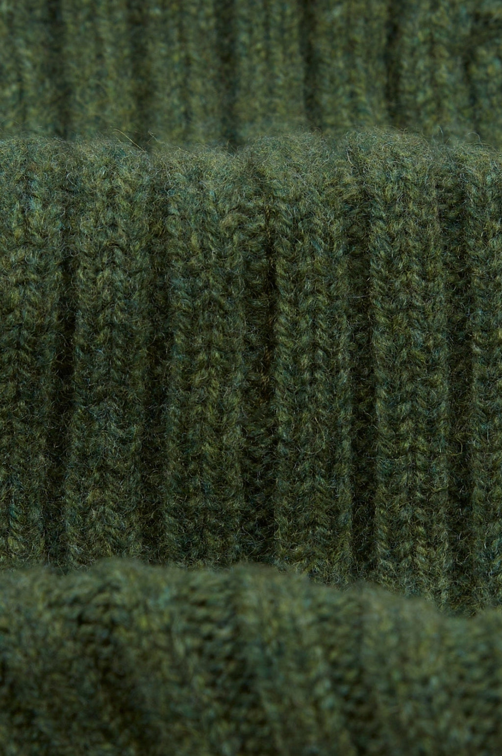 Lambswool Ribbed Knit Beanie Green