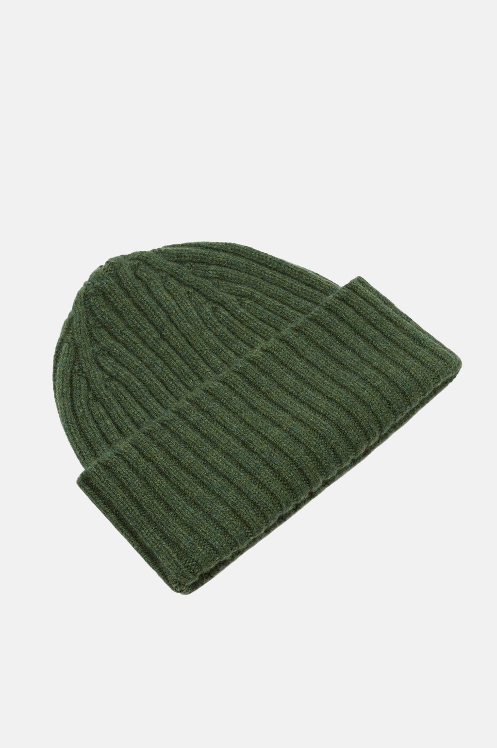 Lambswool Ribbed Knit Beanie Green